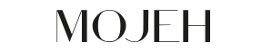 The image displays the word MOJEH in uppercase black letters on a white background with a modern font.