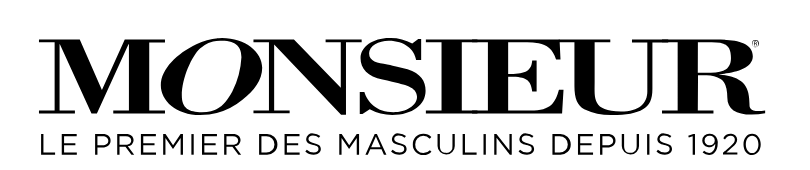 MONSIEUR logo with tagline "LE PREMIER DES MASCULINS DEPUIS 1920" in black on white background.