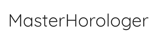 Text "MasterHorologer" in a clean, sans-serif font.