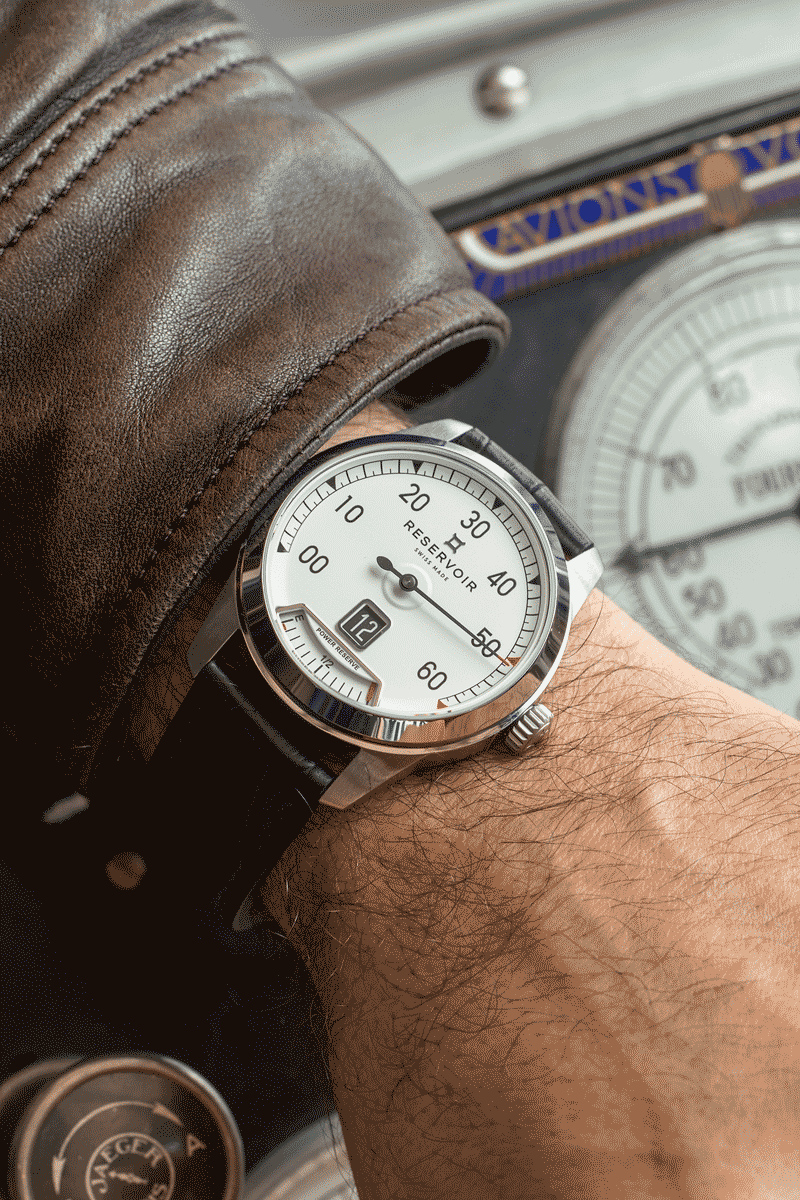 Vintage Car RPM Counter Watch in Luxury Medium Brown, Light Beige, and Light Grey.