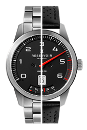 メディア レゼルボワール ダークオリーブグリーン、ライトベージュ、ライトグレーを基調としたラグジュアリーなエディトリアルの腕時計。