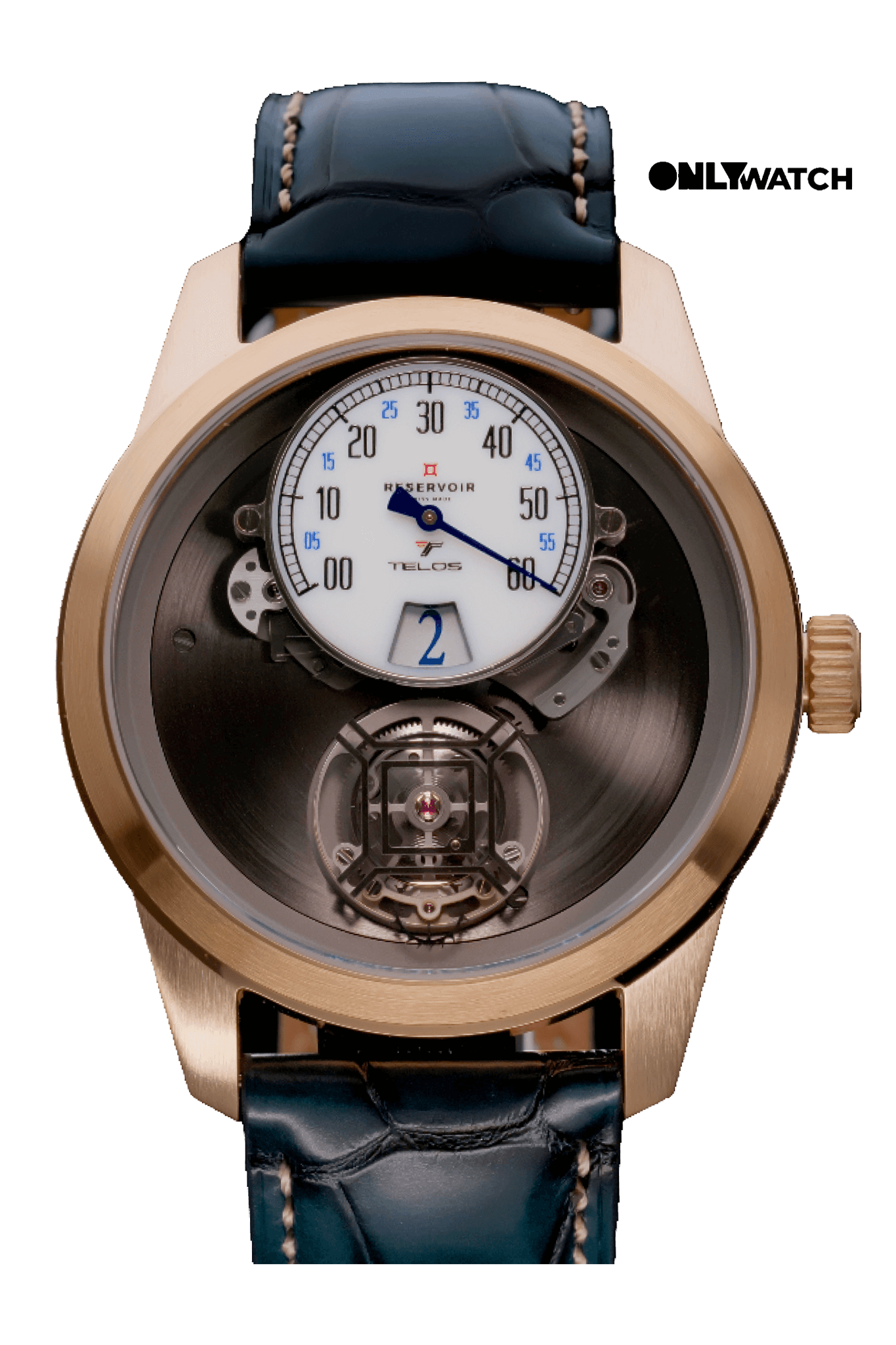 Reservoir Montre pour hommes Tiefenmesser en acier inoxydable avec cuir bracelet White - RESERVOIR