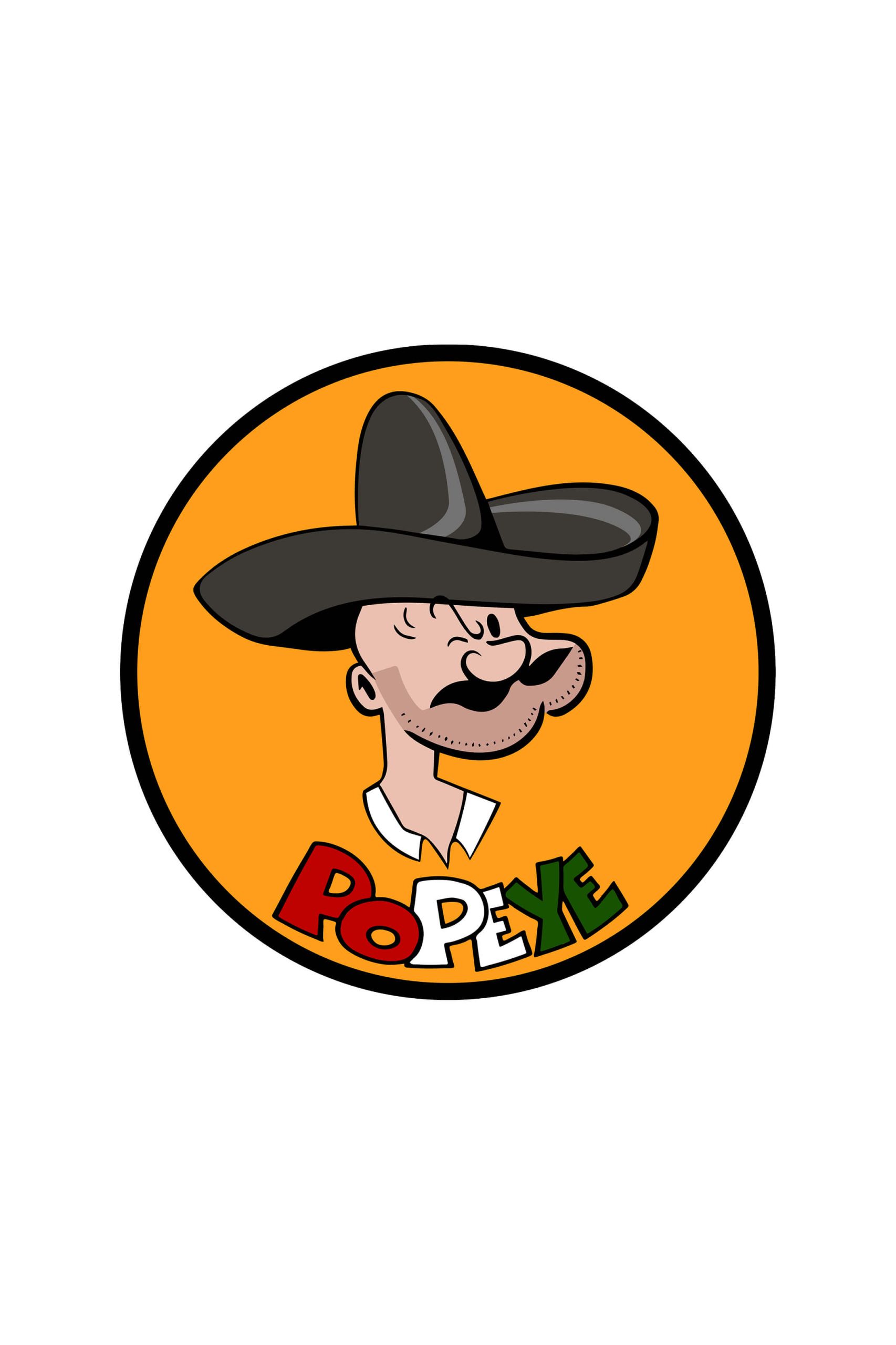 Popeye comics in bright yellow, dark charcoal and bright red, Mexico RESERVOIR watch