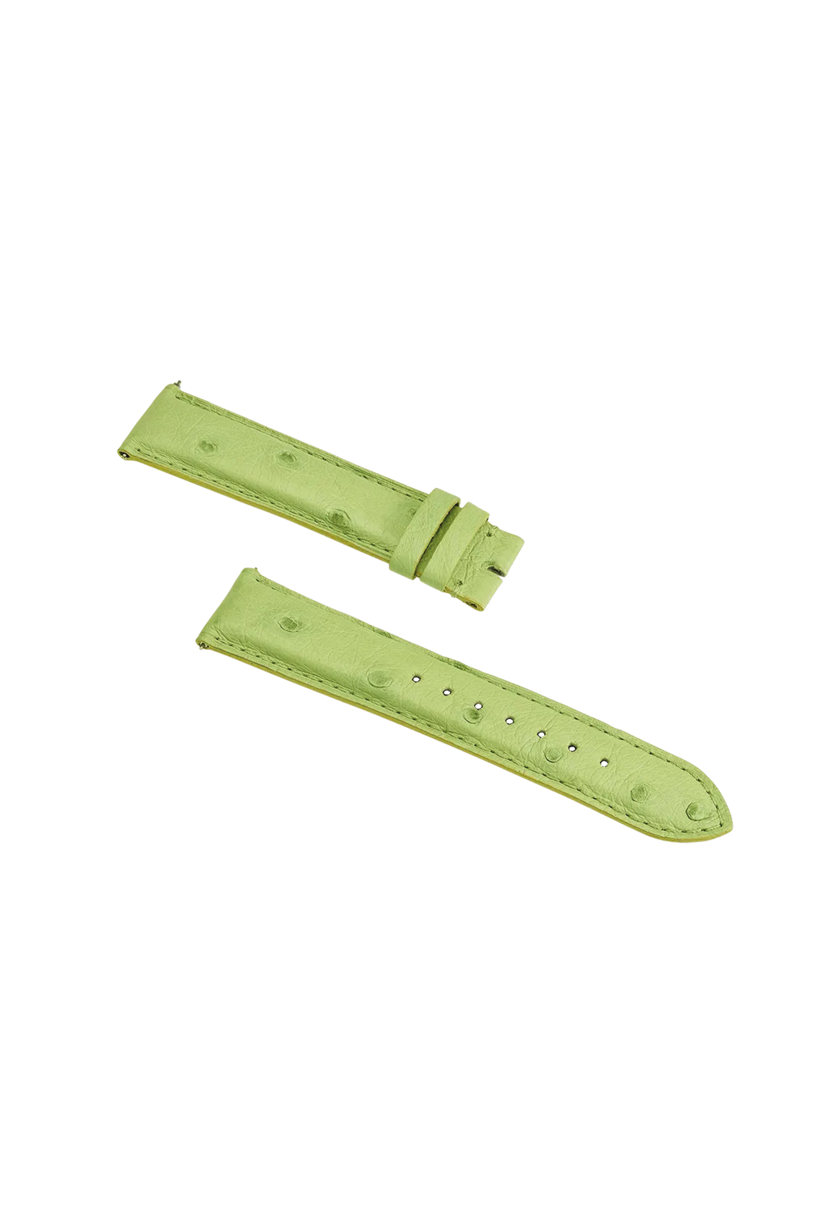 Montre en cuir vert clair bracelet avec trous et Boucle, avec détails texturés.