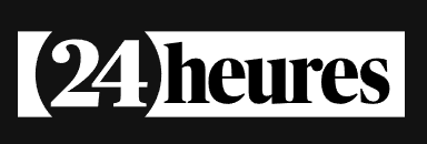 Logo with "24 heures" text, number "24" in brackets, white on black background.