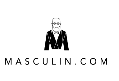 Logo of MASCULIN.COM with a minimalist man illustration wearing glasses and a bowtie.