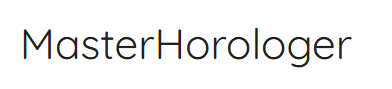 Text "MasterHorologer" in sans-serif font on white background.