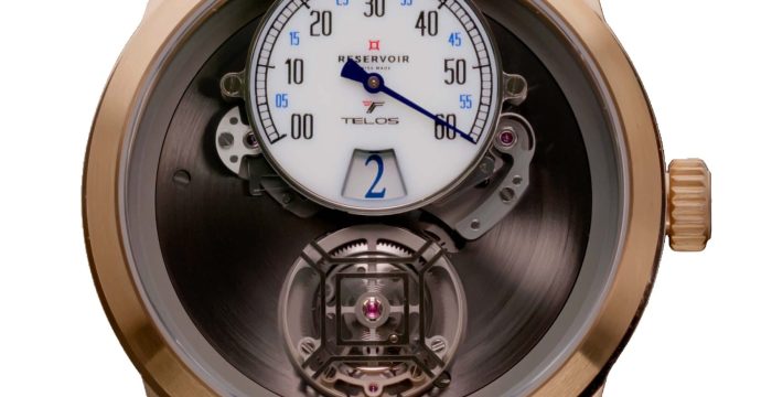 Luxurious Swissmade Tourbillon Tiefenmesser Watch with Dark Brown, Light Beige and Light Grey Accents.