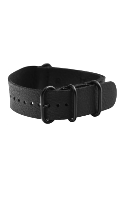 Jet black leather strap biplane WW1 watch with light and medium grey details.