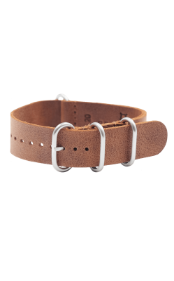 Leather strap WW1 biplane watch with very dark brown, light brownish-pink, and light grey colours.