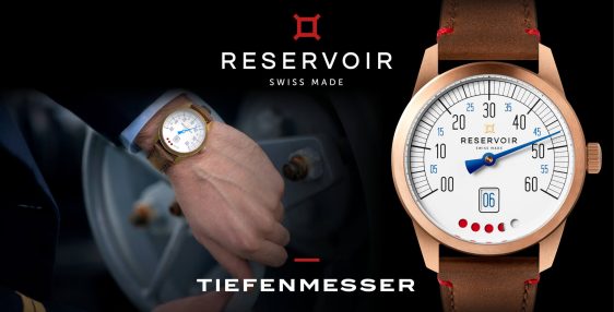 Luxury Tiefenmesser Submarine Watch in Dark black, Light Pink, and Light Navy Blue.