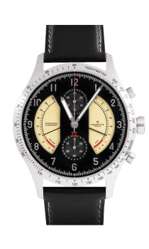 Media of editorial luxury RESERVOIR watch with black, light beige, and light grey colors.